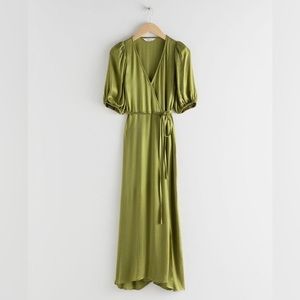 & Other Stories Satin Maxi Wrap Dress